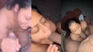 Cute girl giving blowjob to bf